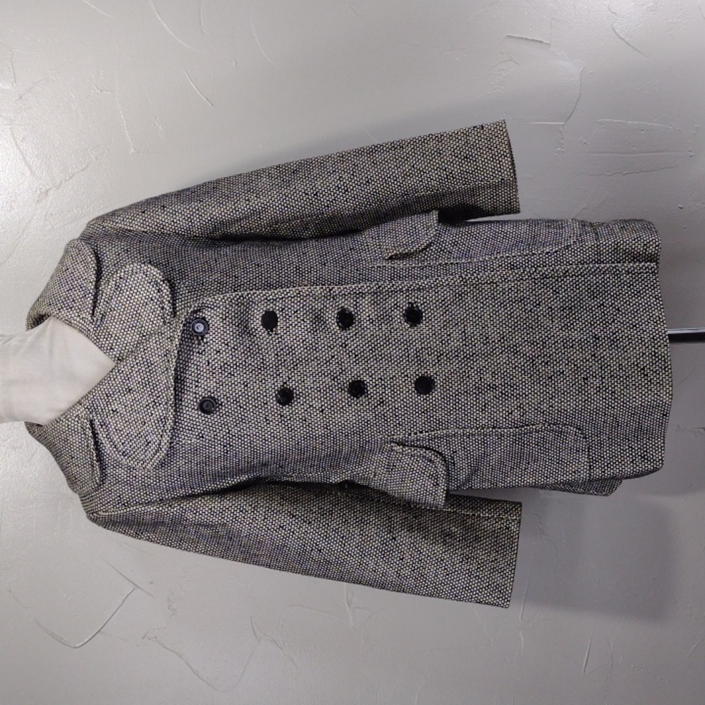 Vintage Black and White Double Breasted Peacoat Women's Small/XS 60s Union Made